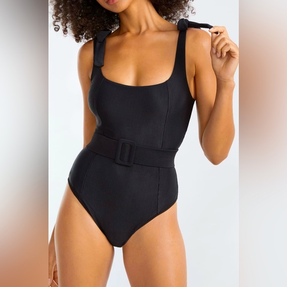BEACH RIOT Sydney Solid Belted One-Piece swimsuit NWOT